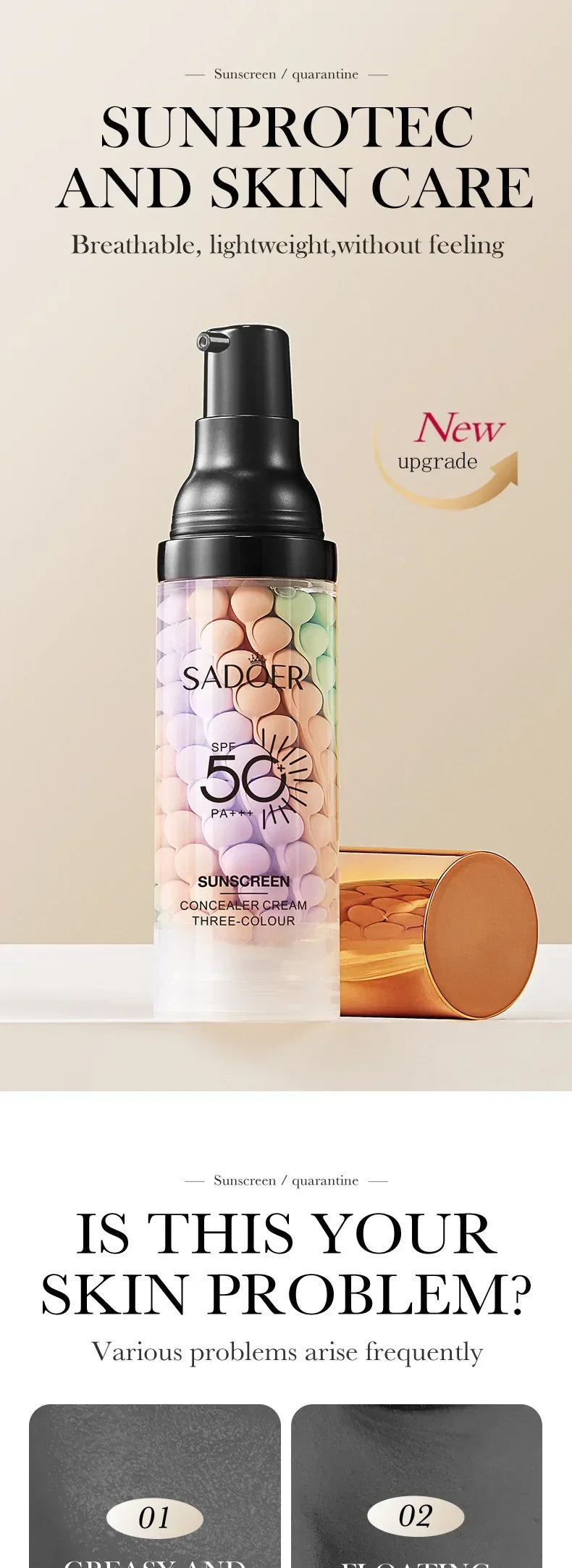 Spf50 + Primer hidratante para maquiagem, creme de isolamento, poros invisíveis, correção de tom de pele