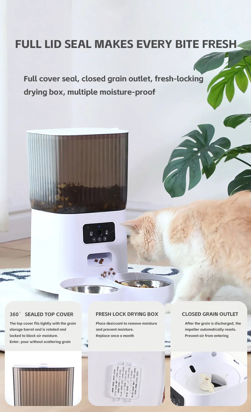 Alimentador automático para gatos Dispensador de comida para cães inteligente WiFi