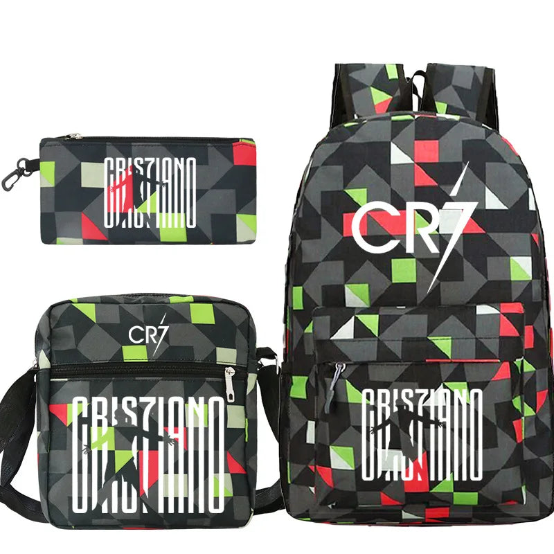 Mochilas 3 pçs cr7  meninos e meninas