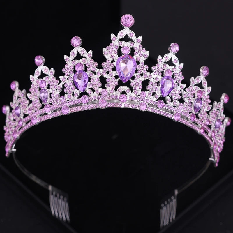 Tiara de cabelo de casamento, tiara de cristal, coroa