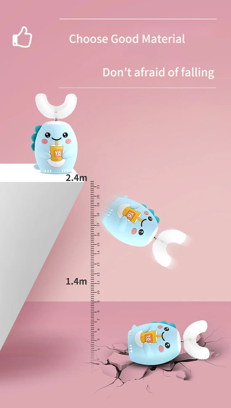 Escova de dentes elétrica sônica 360 ° em forma de u recarregável para crianças