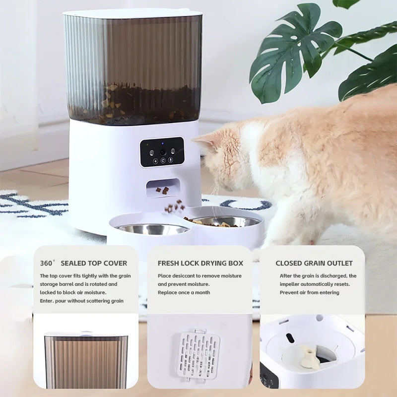 Alimentador automático para gatos Dispensador de comida para cães inteligente WiFi