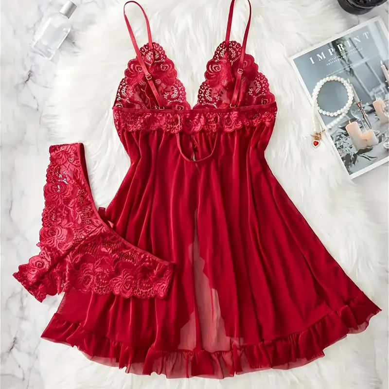 Lindo e delicado conjunto de lingerie preta com renda