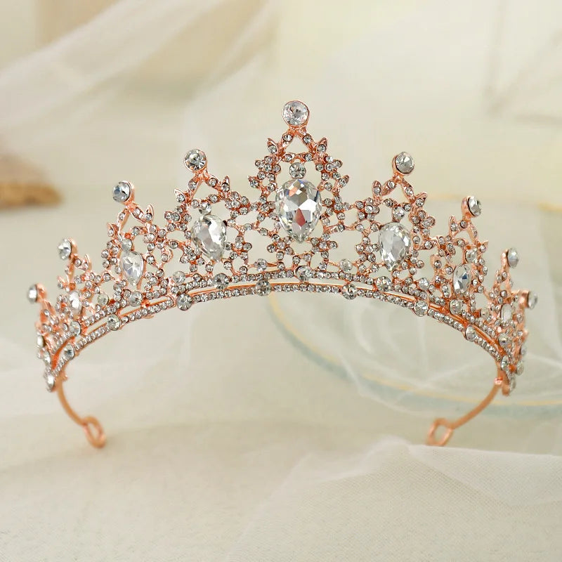 Tiara de cabelo de casamento, tiara de cristal, coroa