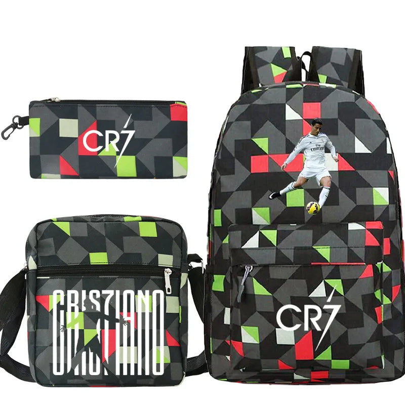 Mochilas 3 pçs cr7  meninos e meninas