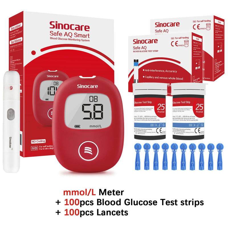 Medidor de glicose no sangue AQ seguro com tiras de teste e lancetas