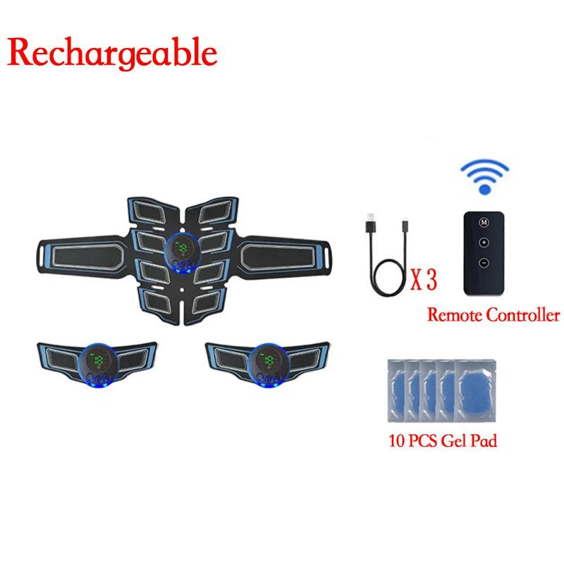 Estimulador muscular elétrico inteligente ems, fitness treinador abdominal, adesivo muscular, massageador, auxilia no emagrecimento.