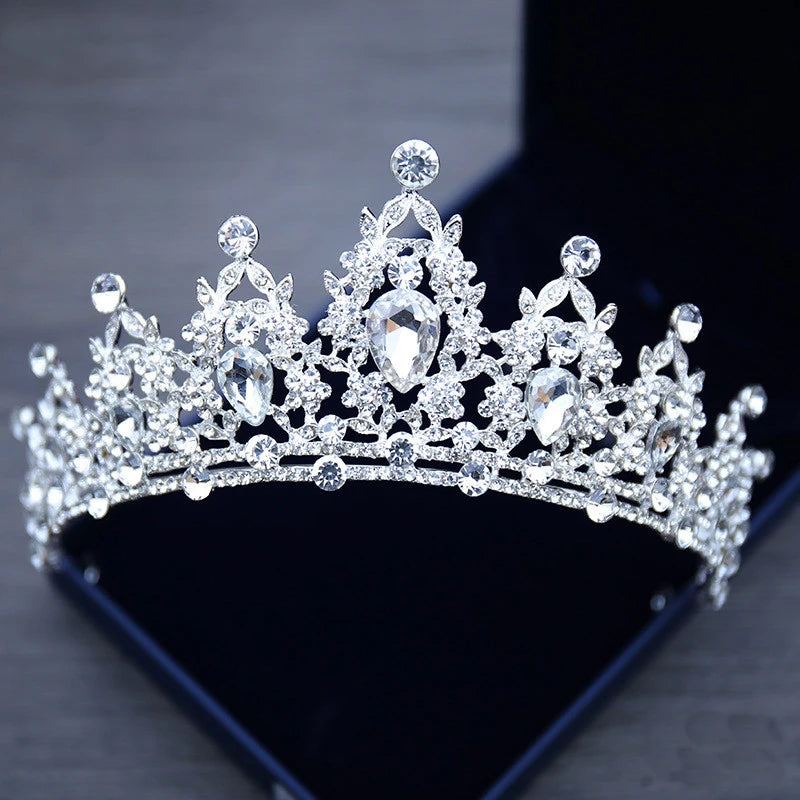 Tiara de cabelo de casamento, tiara de cristal, coroa