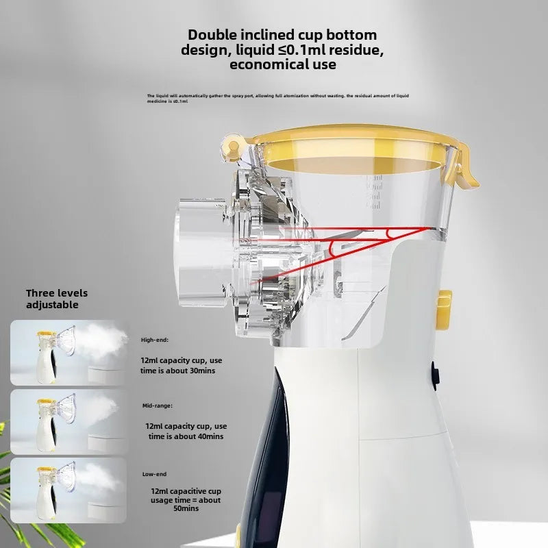 Nebulizador recarregável ajustável display led médico silencioso
