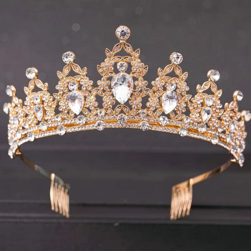 Tiara de cabelo de casamento, tiara de cristal, coroa