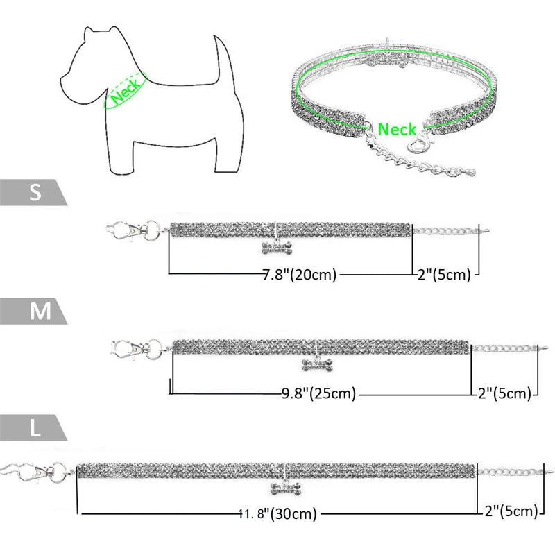 Coleira joia de brilhantes para cachorro e gato