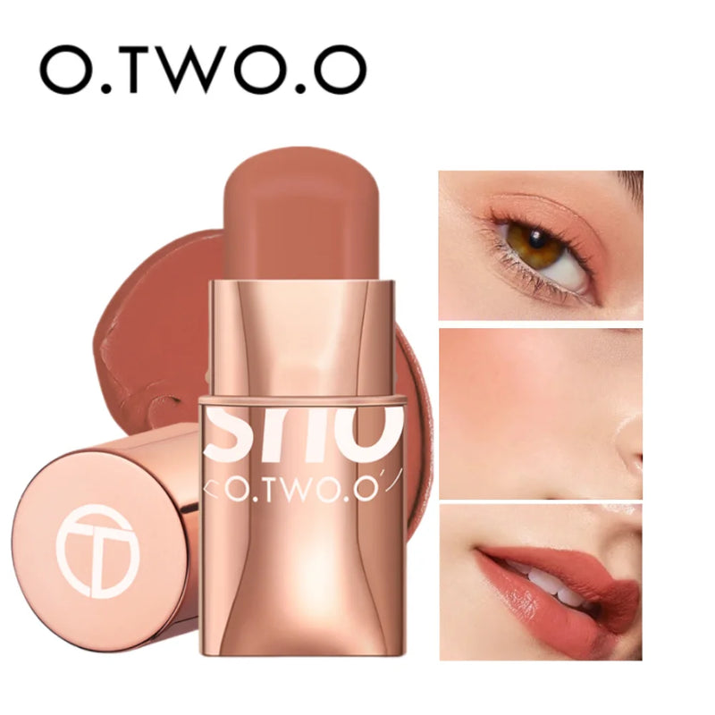 O.TWO.O Batom 3 em 1 Blush, Sombra, blush e batom para os olhos. Maquiagem multifuncional à prova d'água com textura leve