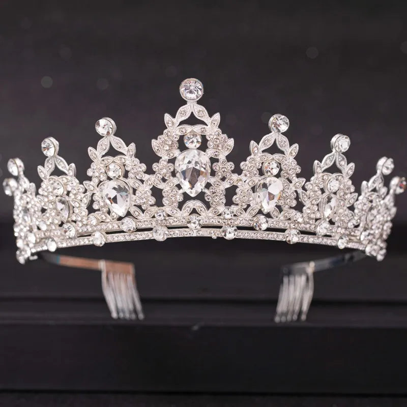 Tiara de cabelo de casamento, tiara de cristal, coroa