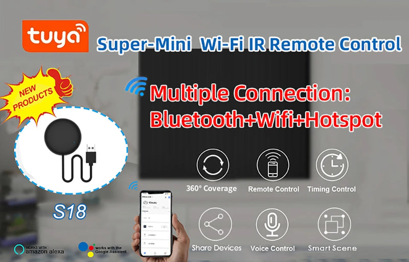 Tuya Wifi , controle remoto inteligente, compatível  com Amazon Alexa, Google, Yandex Alice