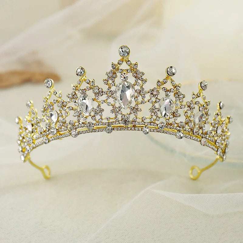 Tiara de cabelo de casamento, tiara de cristal, coroa