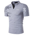 Camisa polo masculina, camisa de golfe estampas gráficas com decote em v