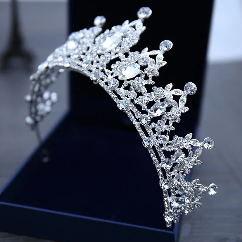 Tiara de cabelo de casamento, tiara de cristal, coroa