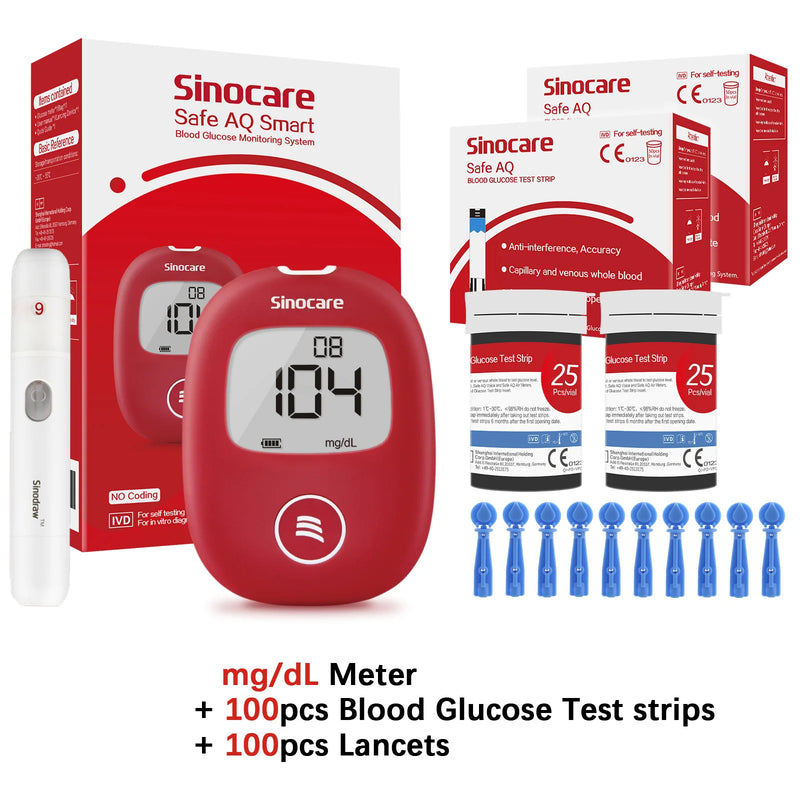 Medidor de glicose no sangue AQ seguro com tiras de teste e lancetas