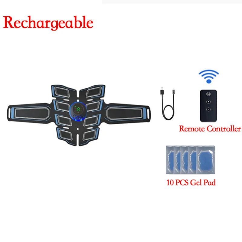 Estimulador muscular elétrico inteligente ems, fitness treinador abdominal, adesivo muscular, massageador, auxilia no emagrecimento.