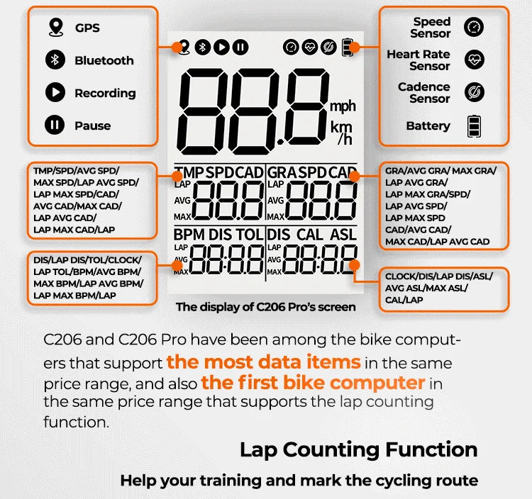 Magene Smart Bike Computer C206/PRO Wireless GPS Bicycle Speedometer Waterproof Road Mtb Cycling Odometer