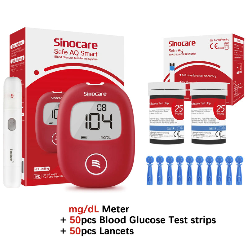 Medidor de glicose no sangue AQ seguro com tiras de teste e lancetas