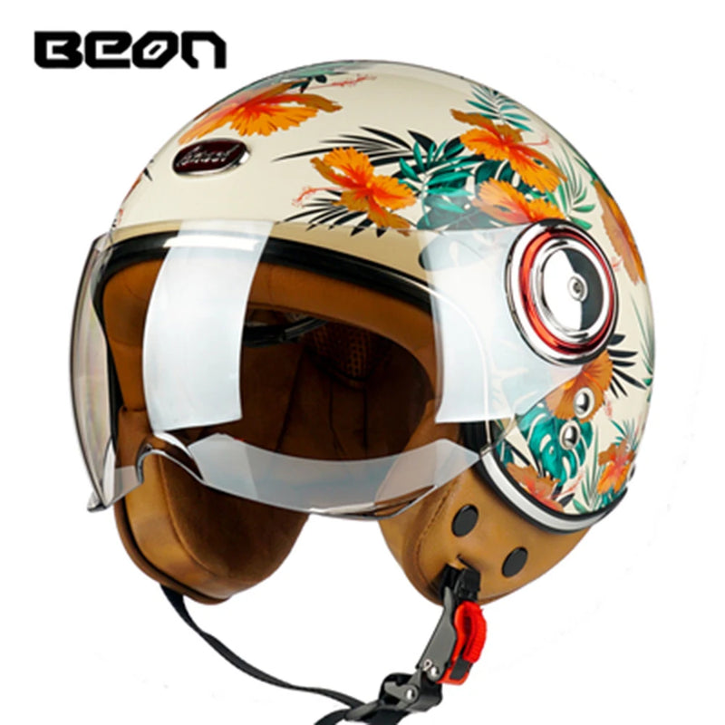 Retro capacete de moto 3/4 rosto aberto