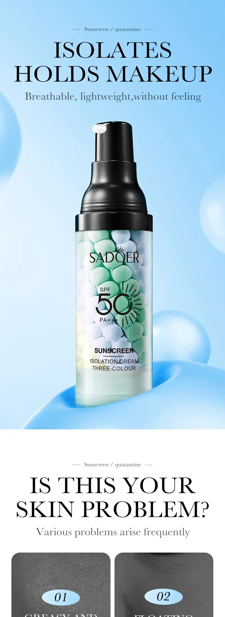 Spf50 + Primer hidratante para maquiagem, creme de isolamento, poros invisíveis, correção de tom de pele