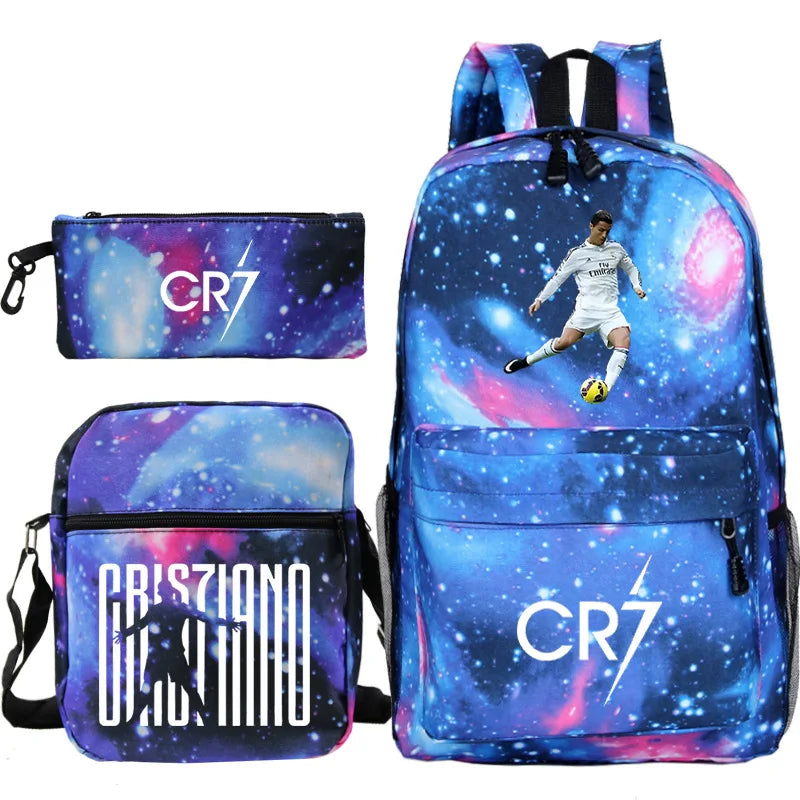 Mochilas 3 pçs cr7  meninos e meninas