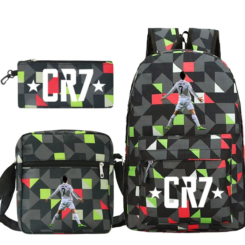 Mochilas 3 pçs cr7  meninos e meninas