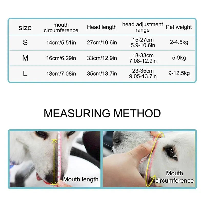 1 peça focinho de silicone para animais de estimação (pequeno, médio, grande) anti-mordida com anel ajustável p/ focinho